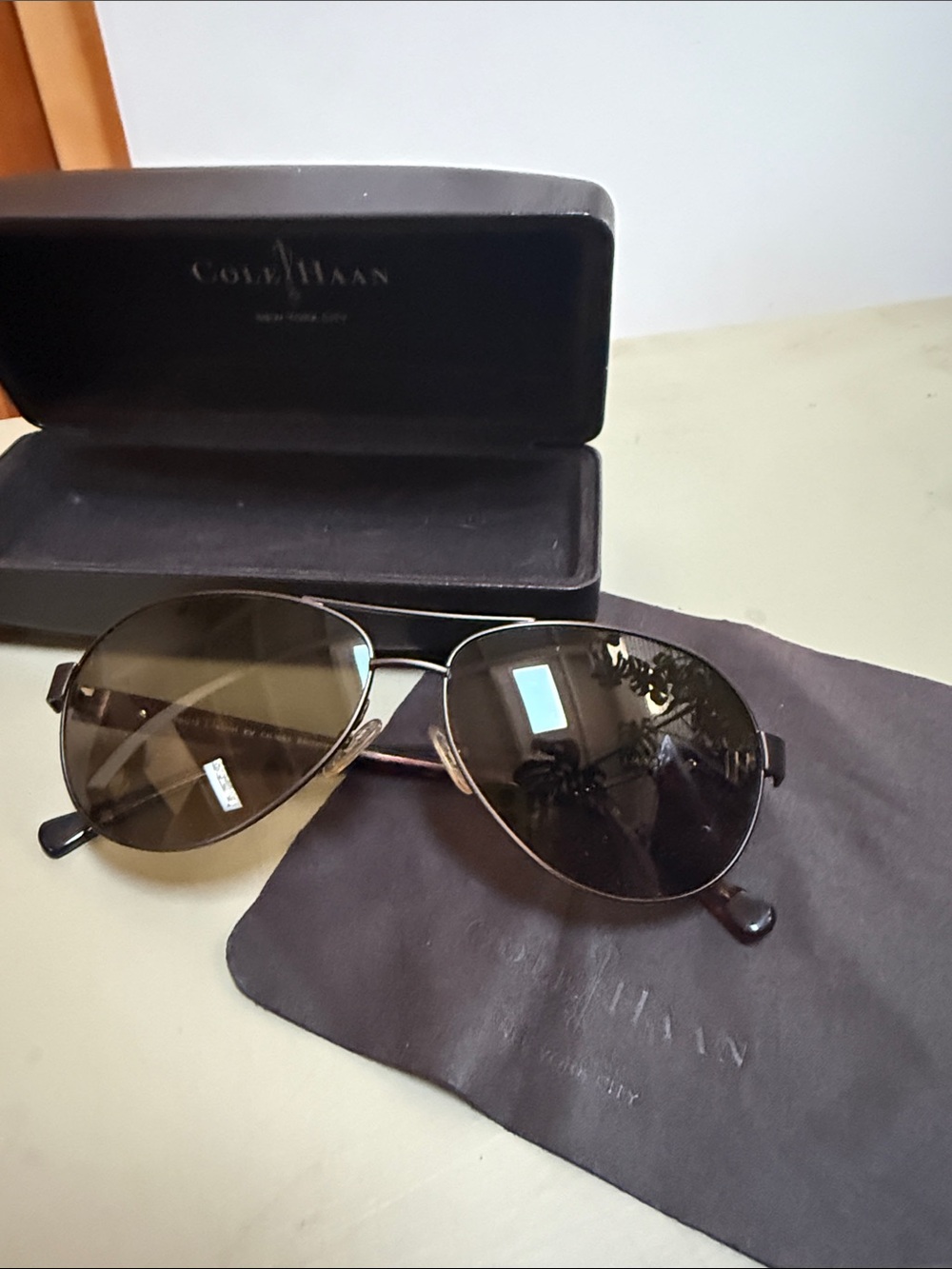 Cole Haan Aviator Sunglasses in Dark Brown and Black